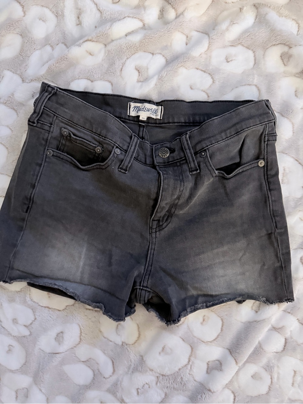 Madewell Gray Washed Denim Cutoff Shorts
